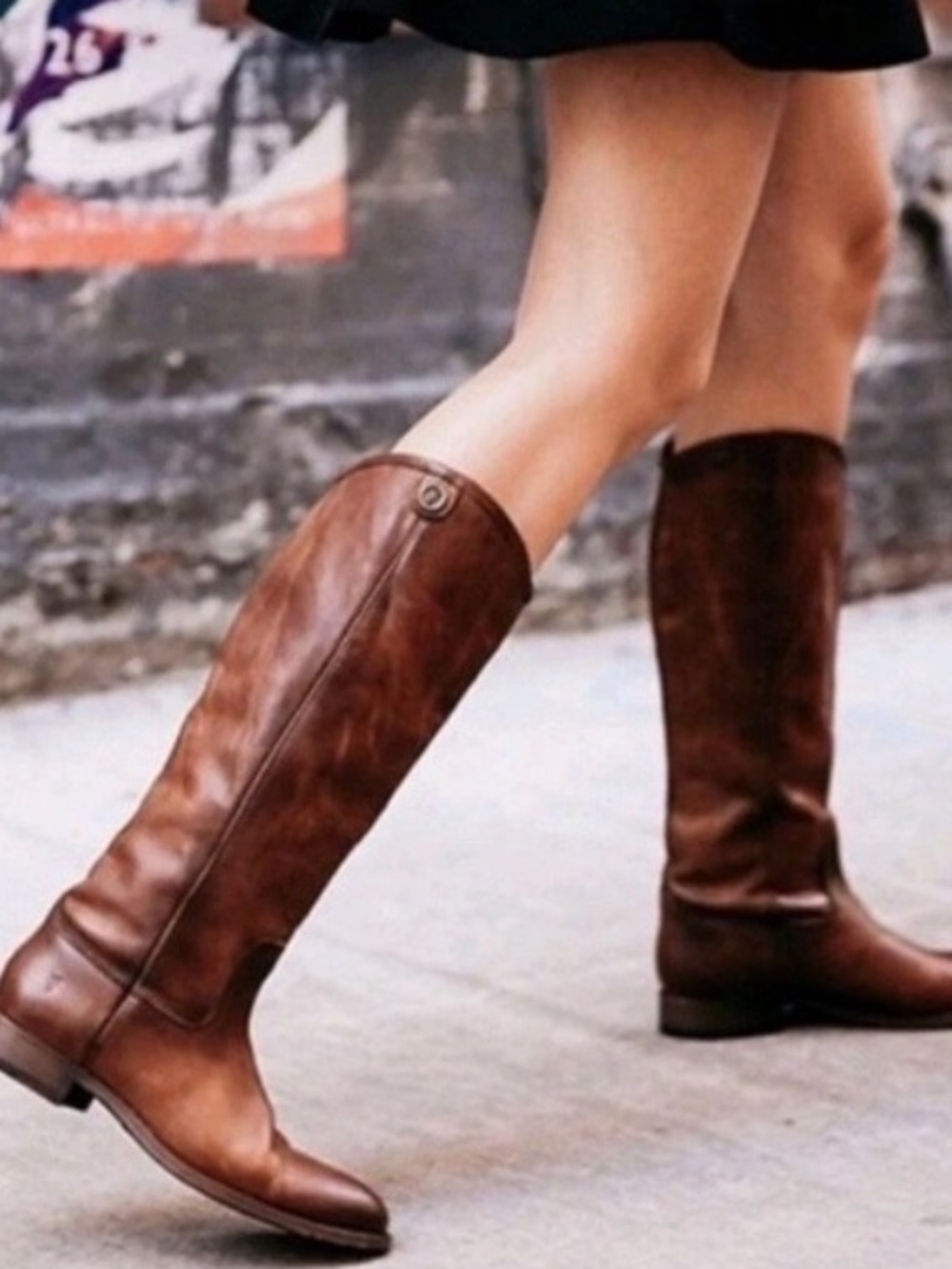 Frye Cognac Melissa 2 Button Pull Brown Knee-High Leather Riding Boots 6.5